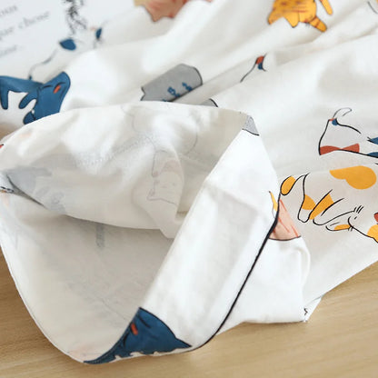 Cats Print 100% Cotton Short Sleeve Shorts Pajama Set