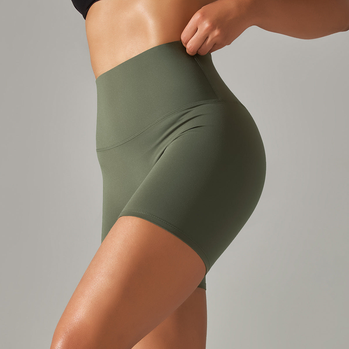 High Waist Workout Breathable Shorts Shades of Green and Blue