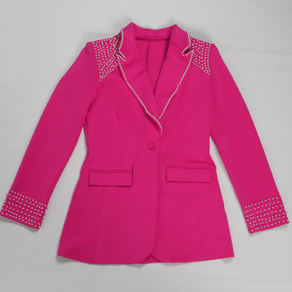 Women’s Pearl-Embellished Single-Button Suit