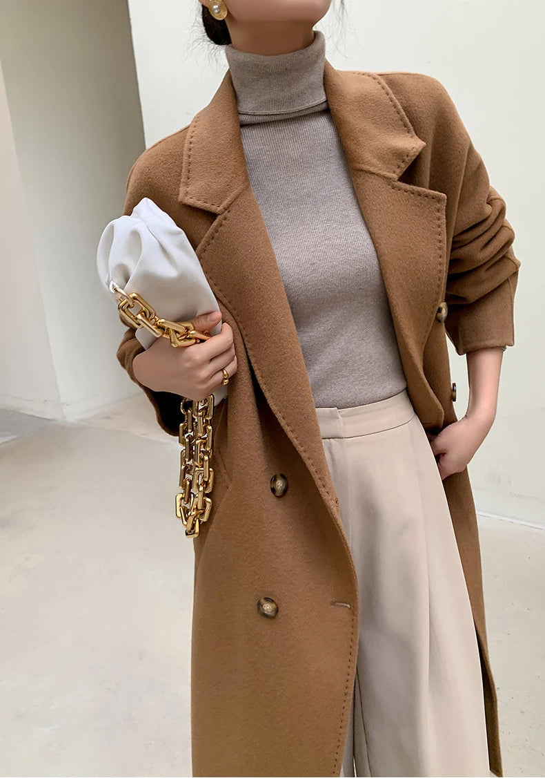 Women’s 100% Cashmere Thick Long Winter Coat