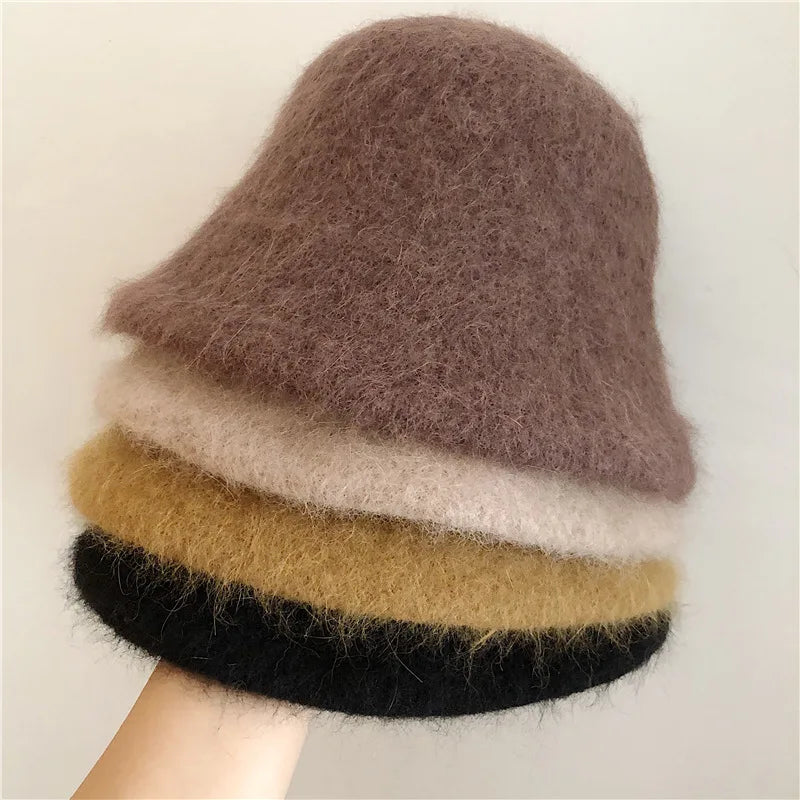 Rabbit Fur Winter Women's Bucket Hat - Gift for Her
