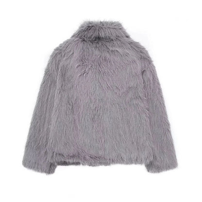 Women's Loose Fur Coat - Medium Length Oversize Fur Coat