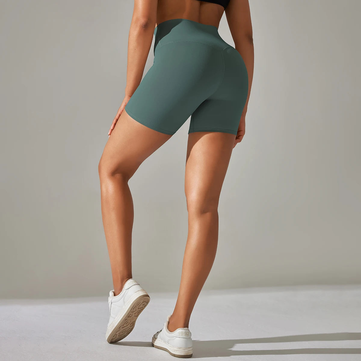 High Waist Workout Breathable Shorts Shades of Green and Blue