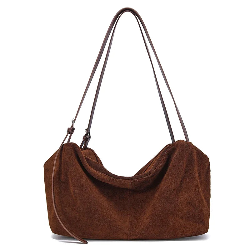 Genuine Leather Suede Large Shoulder Bag