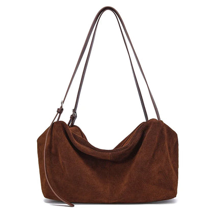 Genuine Leather Suede Large Shoulder Bag