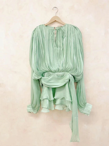 Long Sleeve Ruffle Details Mini Dress