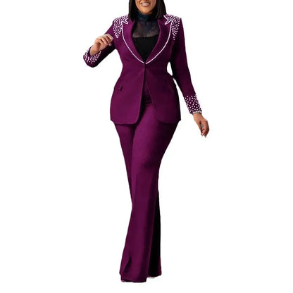 Women’s Pearl-Embellished Single-Button Suit