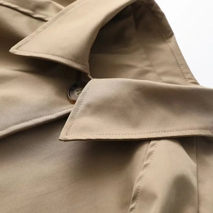 Single-Breasted Plaid Details Trench Coat