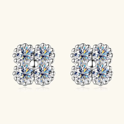 Four Leaf Clover Moissanite Stud Earrings - Christmas Gift For Her