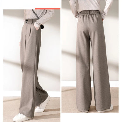 Autumn Winter Woolen ٍSuit Pants Wide Leg Trousers