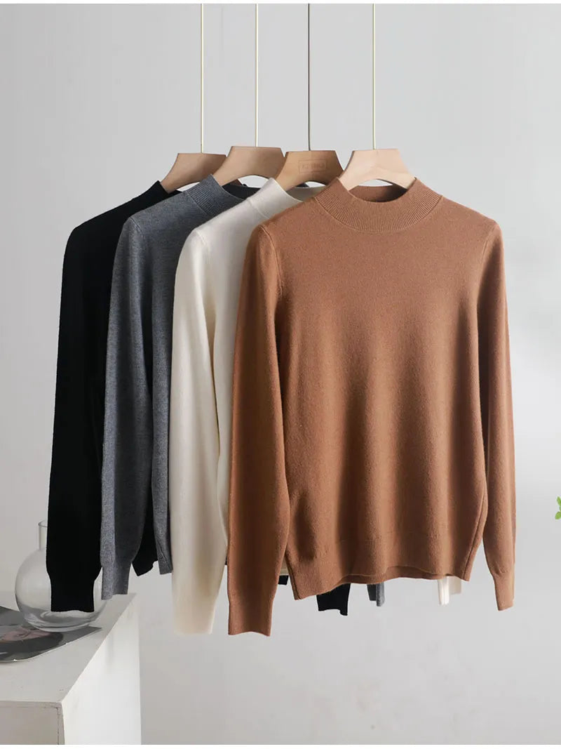 Basic Soft Solid Color Half Turtleneck Sweater