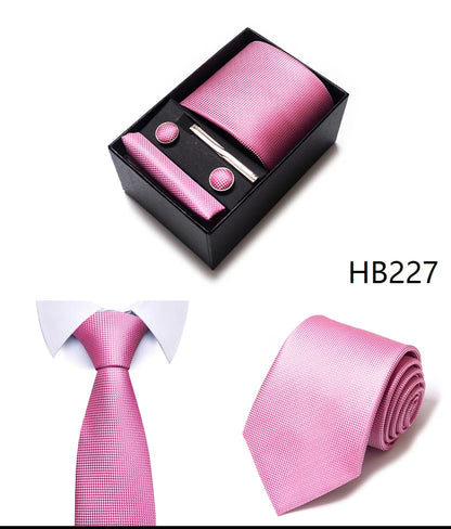 5 Pcs Business Tie Set Handkerchief, Cufflinks, Tie and Clip