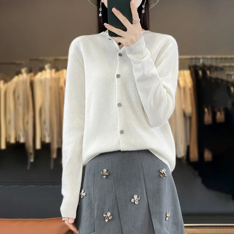 100% Merino Wool Women’s Knit Cardigan