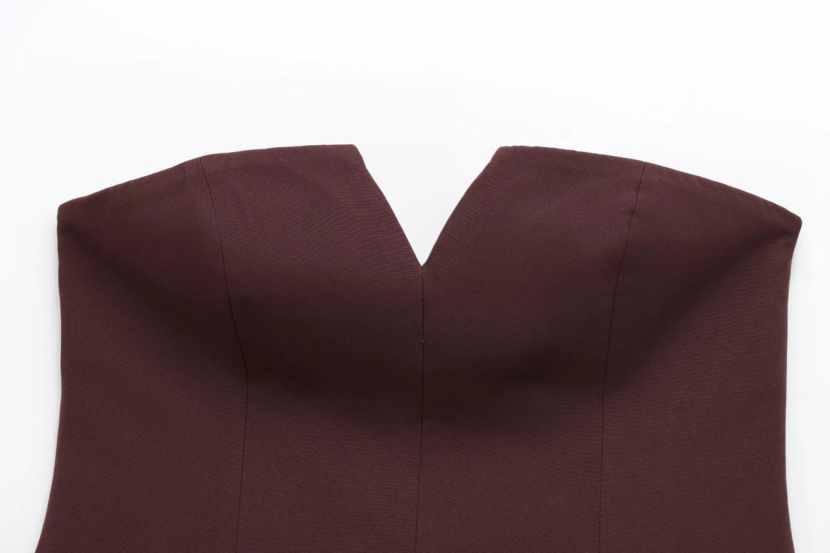 Strapless Blazer Design Crop Top