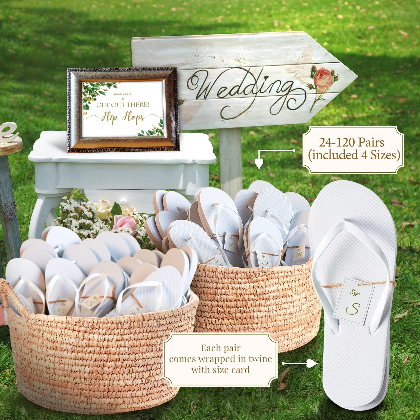 Wedding Flip Flops for Guests Beach Wedding Gifts (6-120 Pairs)