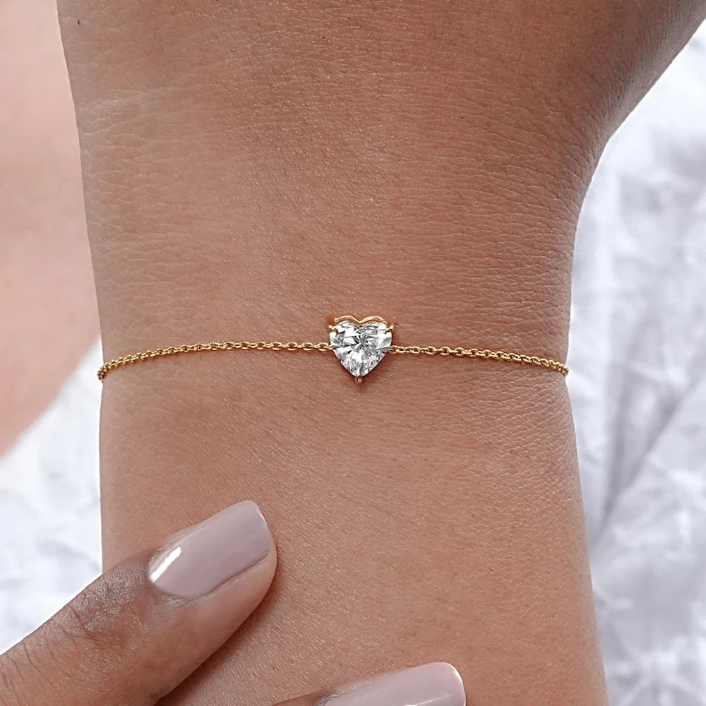 Solitaire Moissanite Bracelet - All Cuts / Christmas Gift for Her