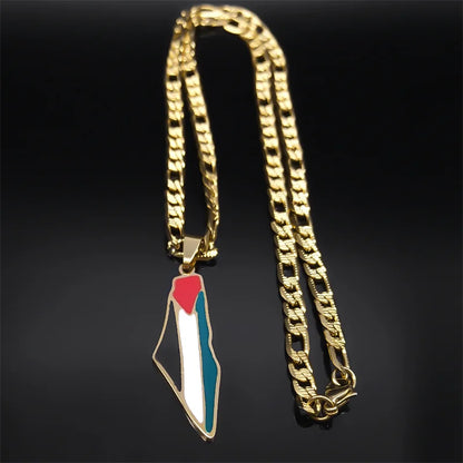 Stainless Steel Palestine Flag Pendant Necklace