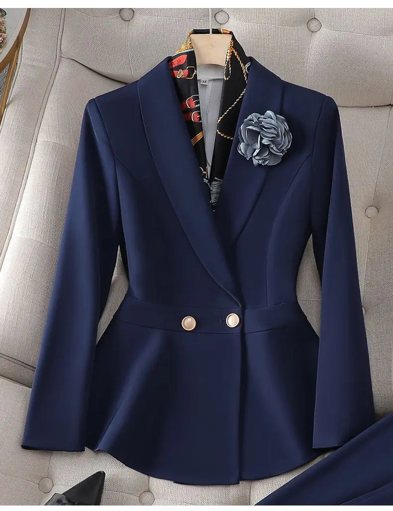 Women’s Formal Suit – Single Button Blazer & Ankle-Length Pencil Pants