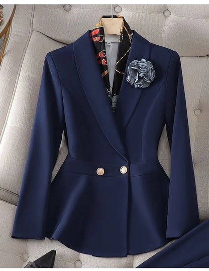 Women’s Formal Suit – Single Button Blazer & Ankle-Length Pencil Pants