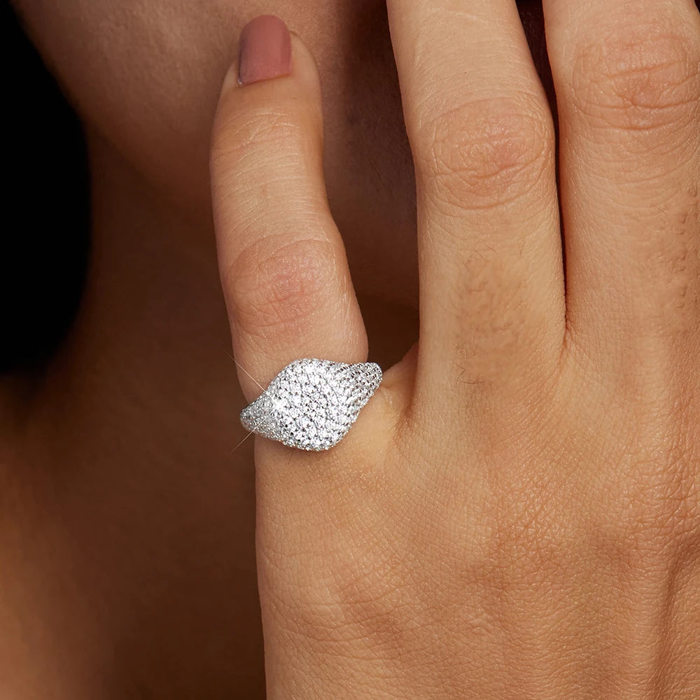 18K Gold Plated Full Moissanite Pinky Ring