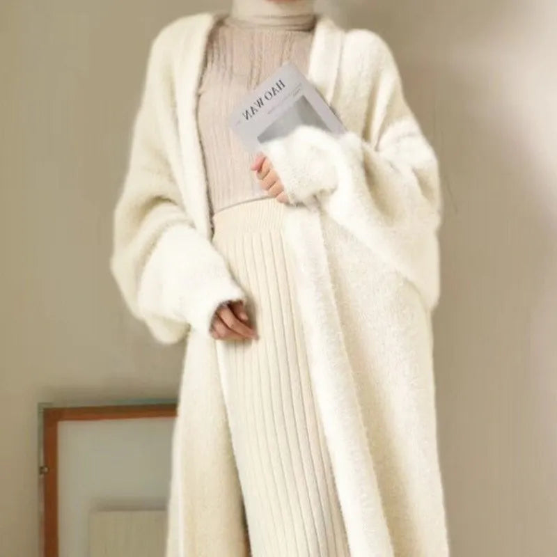 Long Fluffy Knitted Cardigan