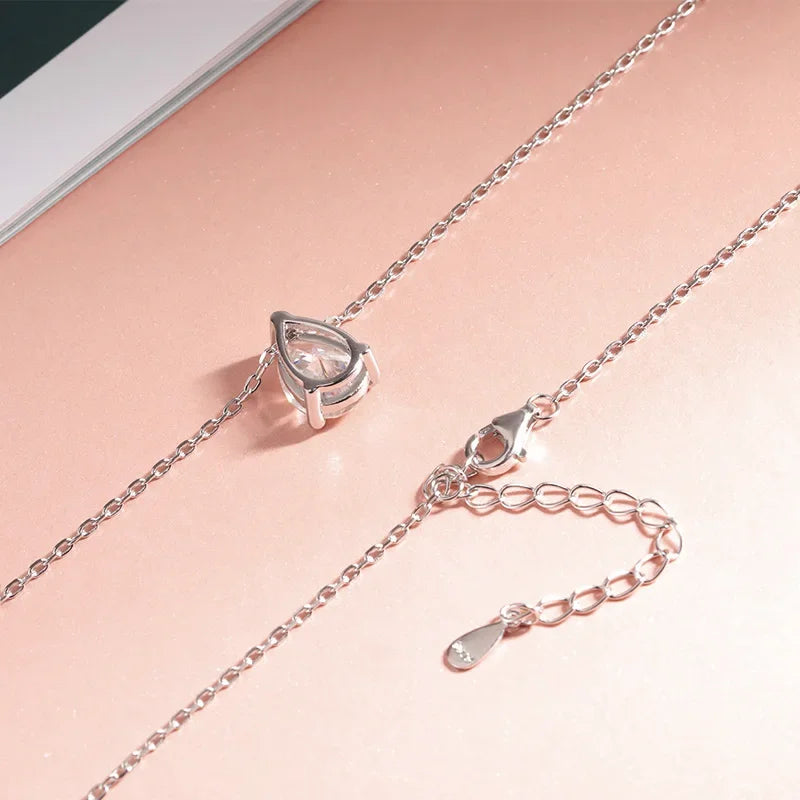 18k Gold Plated Pear Cut Moissanite Necklace