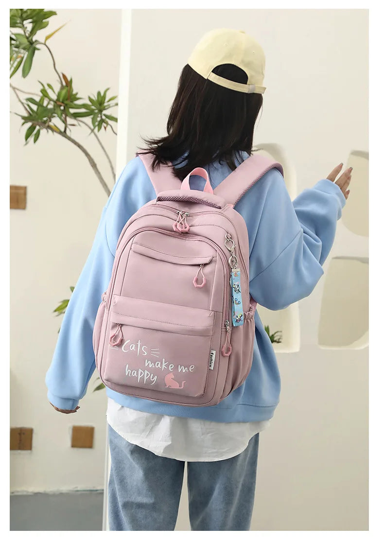 Large Capacity Teenage Girls School Waterproof Backpack