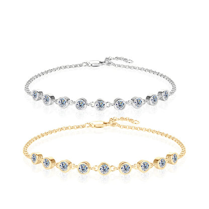 18K Gold Plated Moissanite Charm Bracelet – 9-Stone D Color VVS1