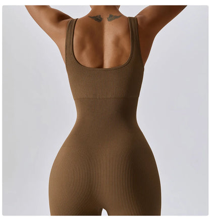 Seamless One-Piece U Neckline Skinny Leg Yoga Jumpsuit