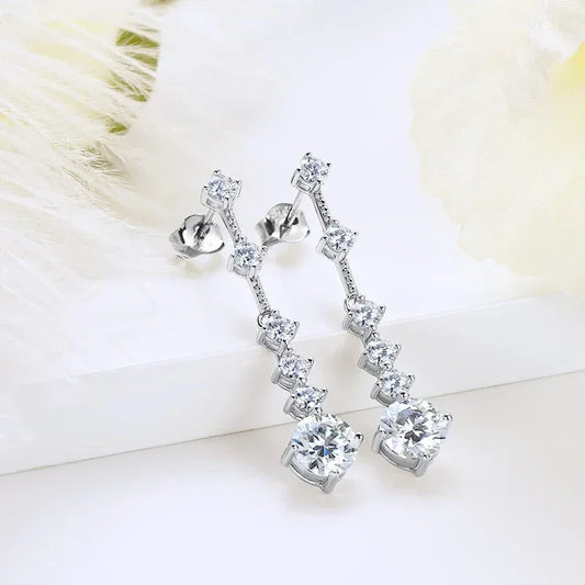 3 Carat Moissanite Dangle Earrings - Wedding Gift
