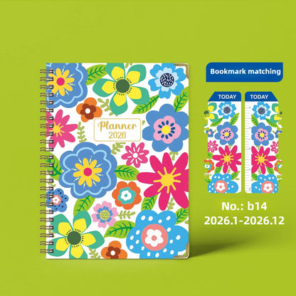 Flowers Design 2026 Weekly / Monthly Planner - A5 Agenda with Matching Bookmark
