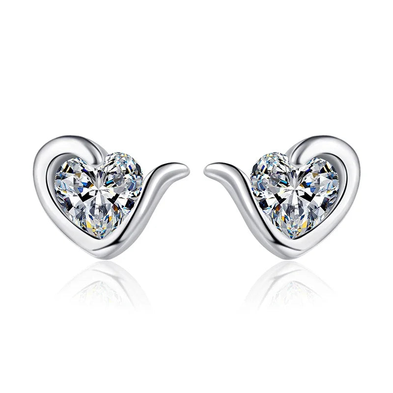 Heart Moissanite Stud Earrings - Teenage Girl Gift