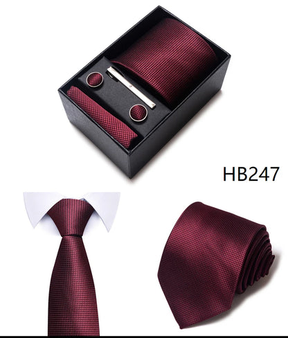 5 Pcs Business Tie Set Handkerchief, Cufflinks, Tie and Clip