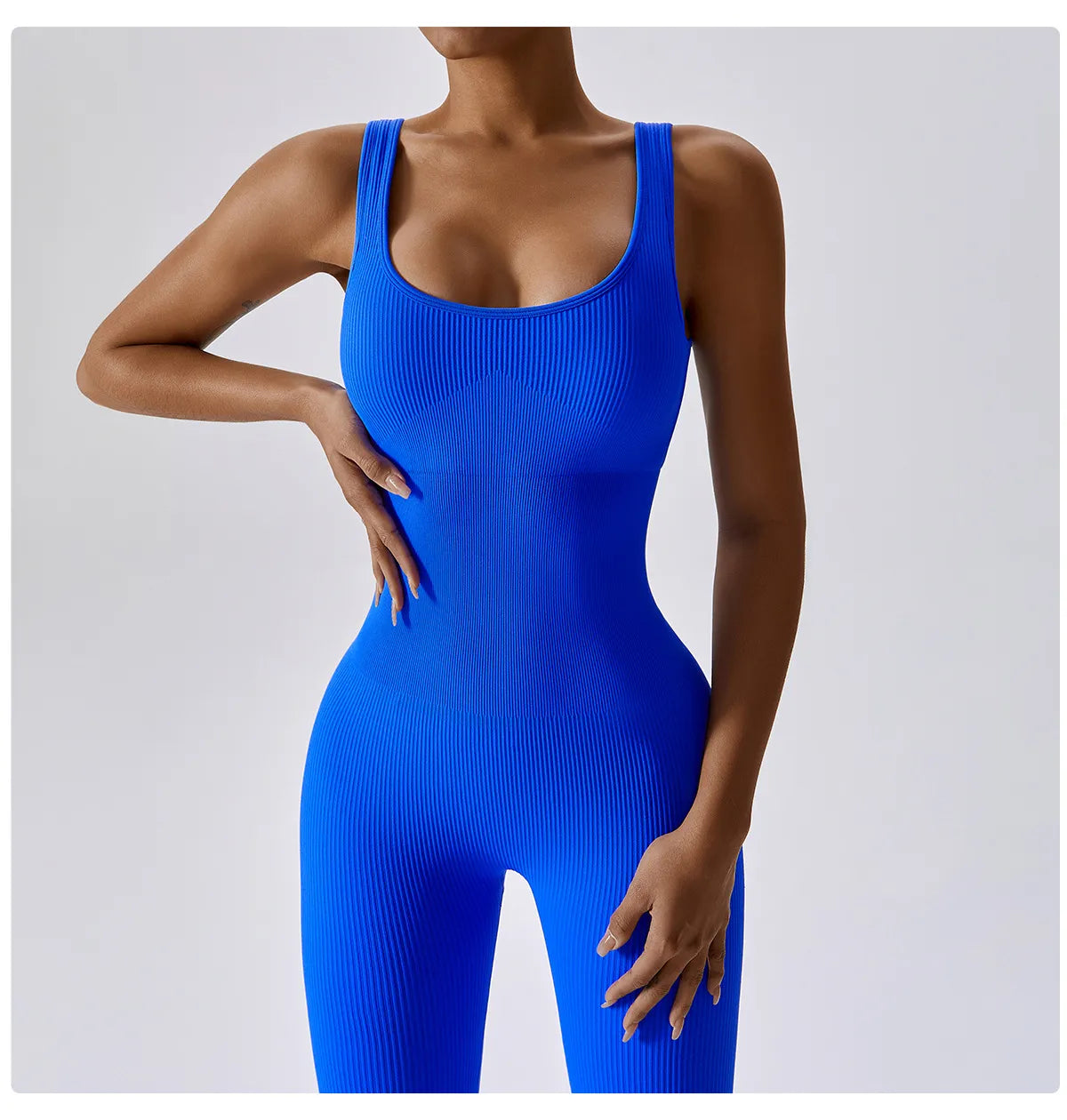 Seamless One-Piece U Neckline Skinny Leg Yoga Jumpsuit