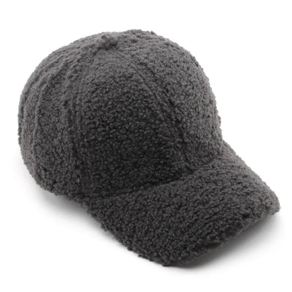 Autumn Winter Faux Lamb Wool Baseball Cap