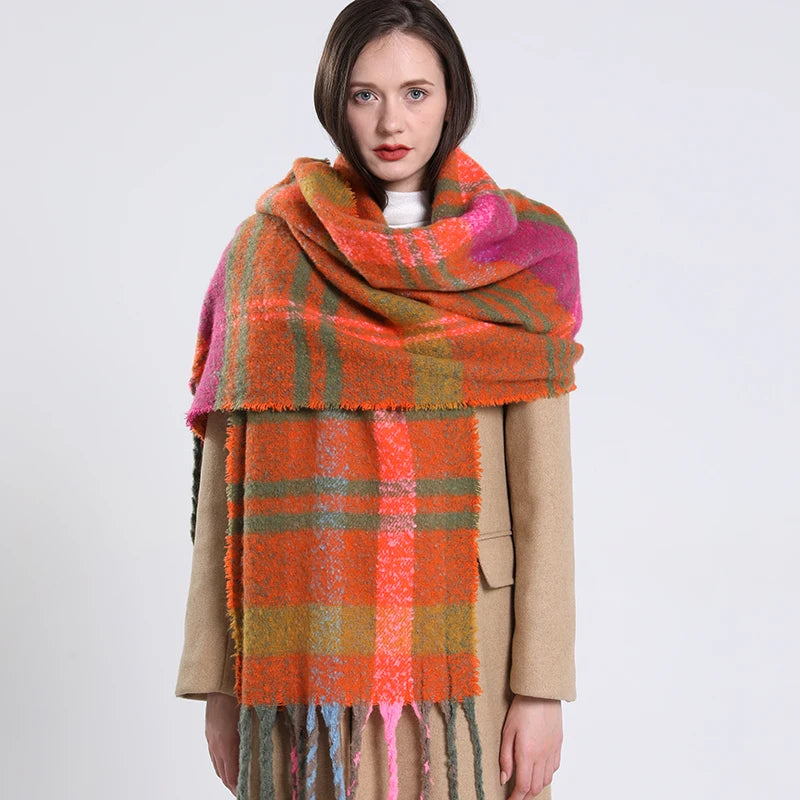 Plaid Cashmere 240*55 CM Long Thick Scarf