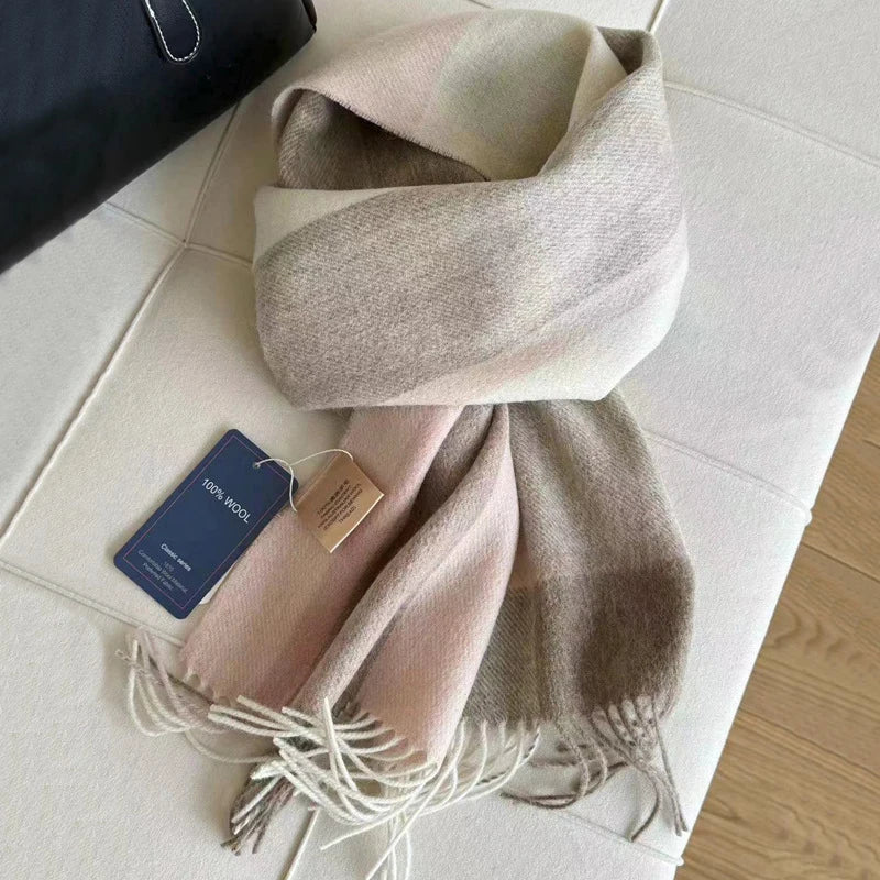 100% Wool Plaid Scarf - Christmas Gift for Men and Women