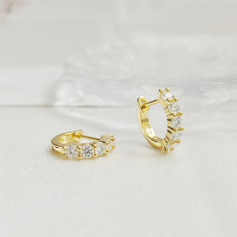 Gold Plated Moissanite Mini Hoop Earrings