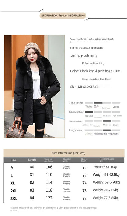 Long Hooded Fur Collar Double Breast Coat