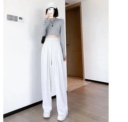 High Waist Wide Leg Suit Tailored Trousers