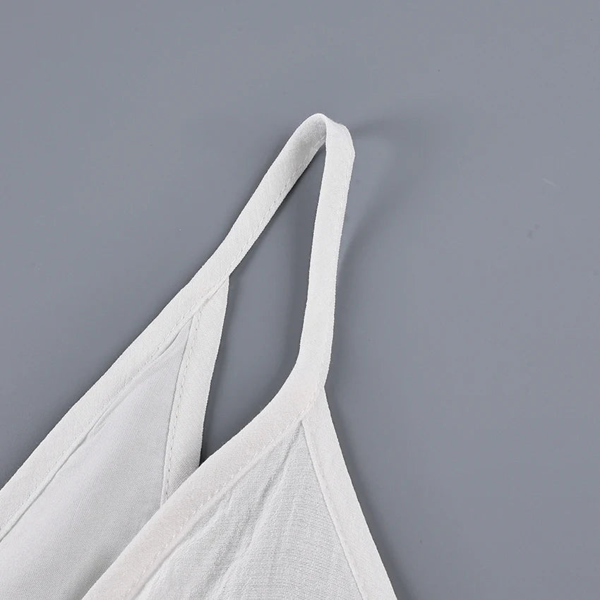 Lined Casual Long Back Deep V Dress