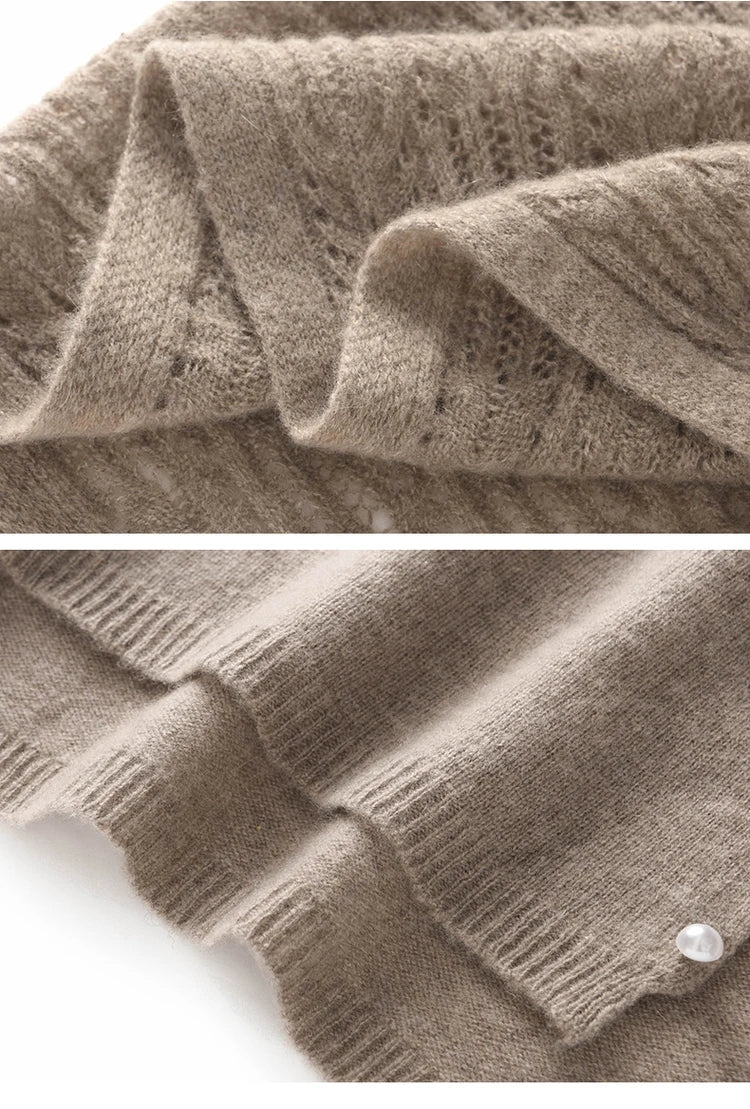 100% Pure Cashmere Knitted Shawl Cape
