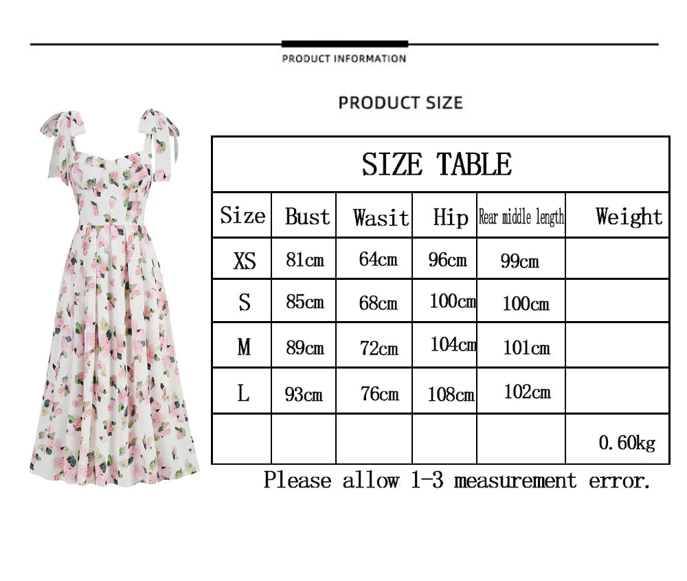 Corset Floral A-Line Dress with Wide Bow Straps