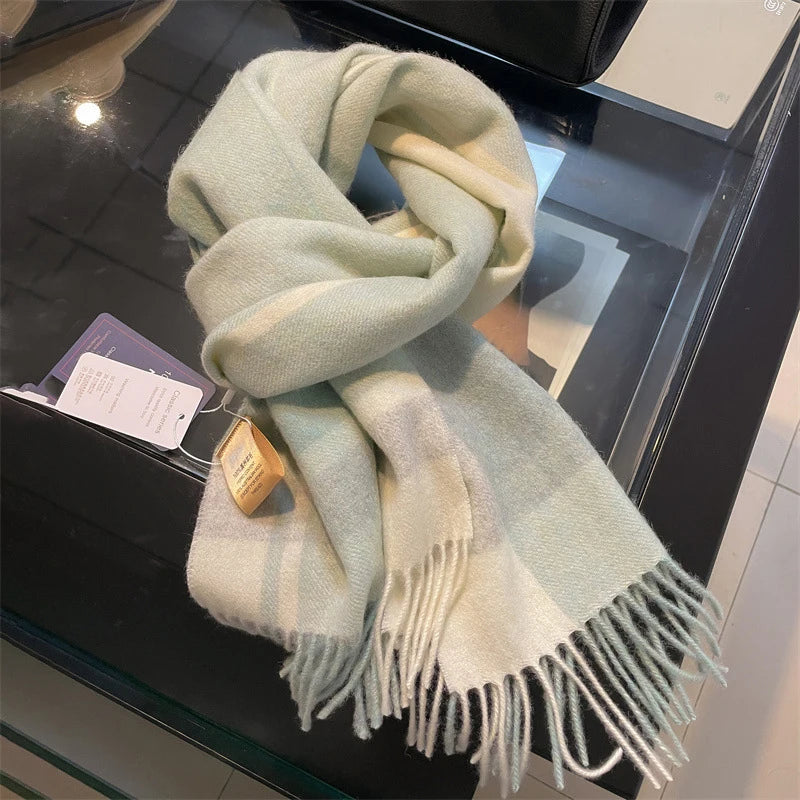 100% Wool Plaid Scarf - Christmas Gift for Men and Women