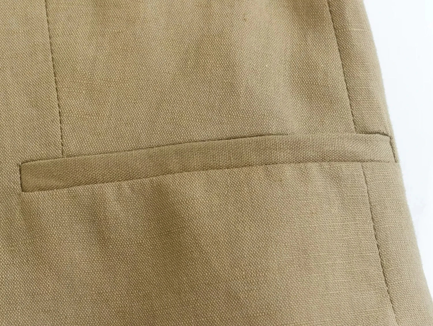 Khaki Vest and Shorts Linen Suit