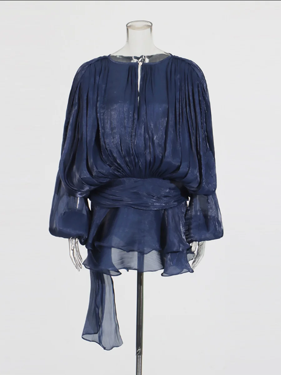 Long Sleeve Ruffle Details Mini Dress