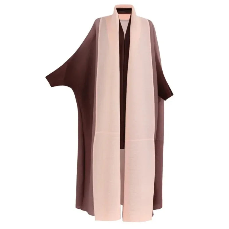 Crinkled Open Front Radiant Abaya – Bat Sleeve Throw-On Cardigan