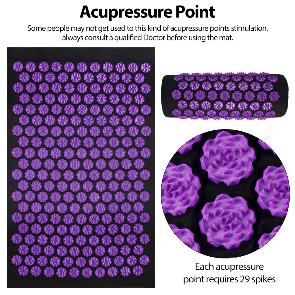 Acupressure Yoga Mat With Acupressure Pillow and a Bag