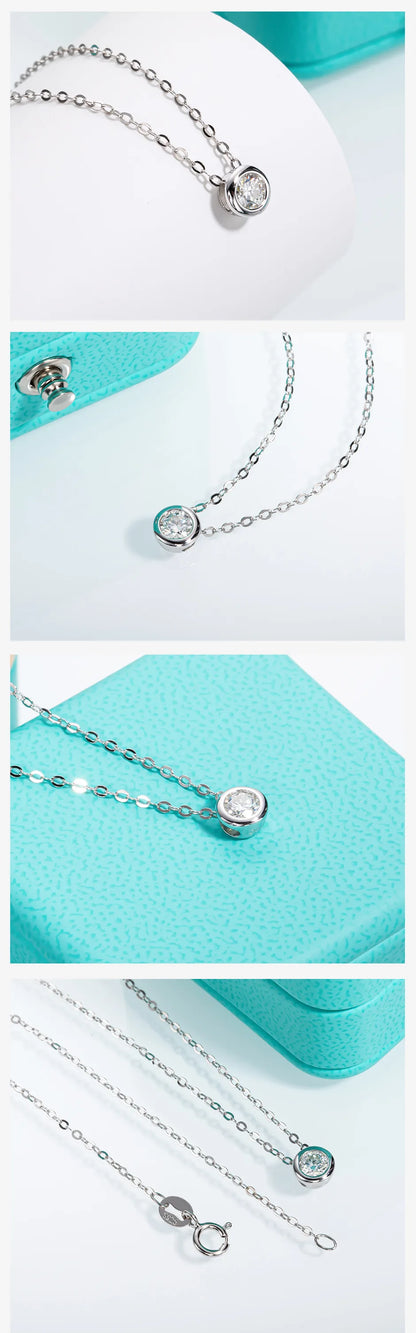 18K Gold Plated 0.3ct Moissanite Round Brilliant Cut Necklace