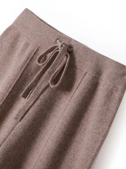 100% Merino Wool Knitted Wide-Leg Trousers